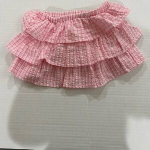 Baby girl pink and white checkered ruffle skirt size 3/6 months